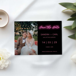 Svart och Rosa Neon Glow Light Spara datum Inbjudningar