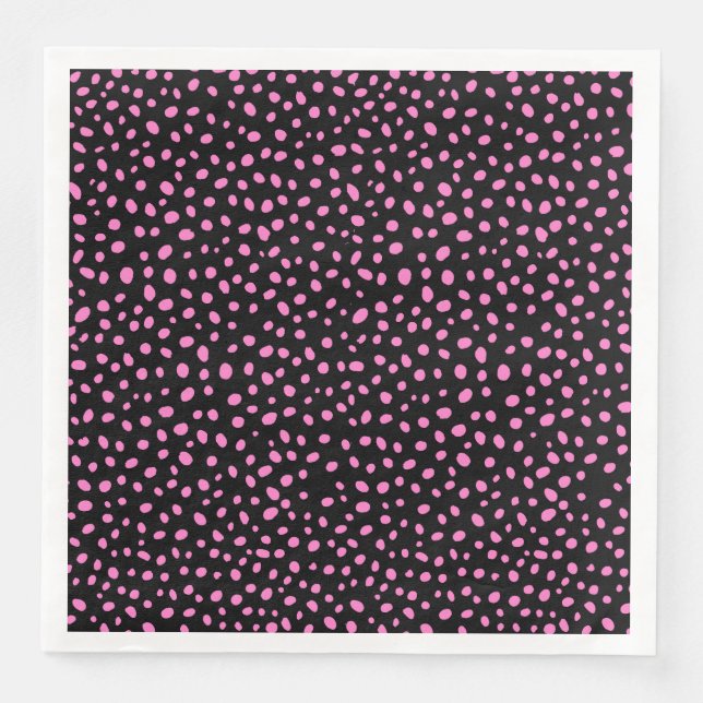 Svart och Rosa, ojämnt, punktgrafik Pappersservett (Framsida)