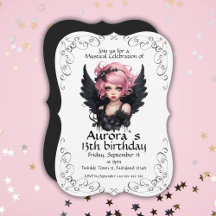 Svart och Rosa Pastel Goth Fairy 13:e födelsedagen