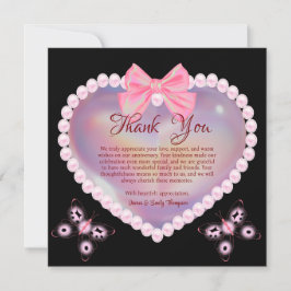 Svart och Rosa Pearl Bröllop-årsjubileum Tack Kort