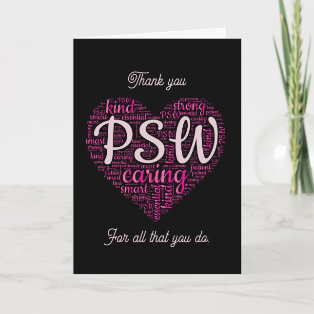 Svart och rosa personlig tack PSW  Kort (Framsida)