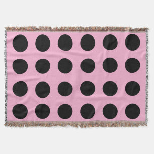 Svart och rosa polka dots-filt mysfilt