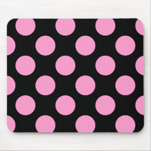 Svart och Rosa Polka dots Musmatta