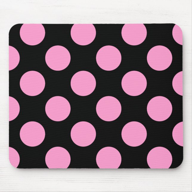 Svart och Rosa Polka dots Musmatta (Framsidan)
