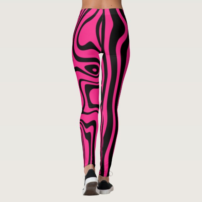 Svart och Rosa Rand Leggings eller Välj Färg (Baksida)