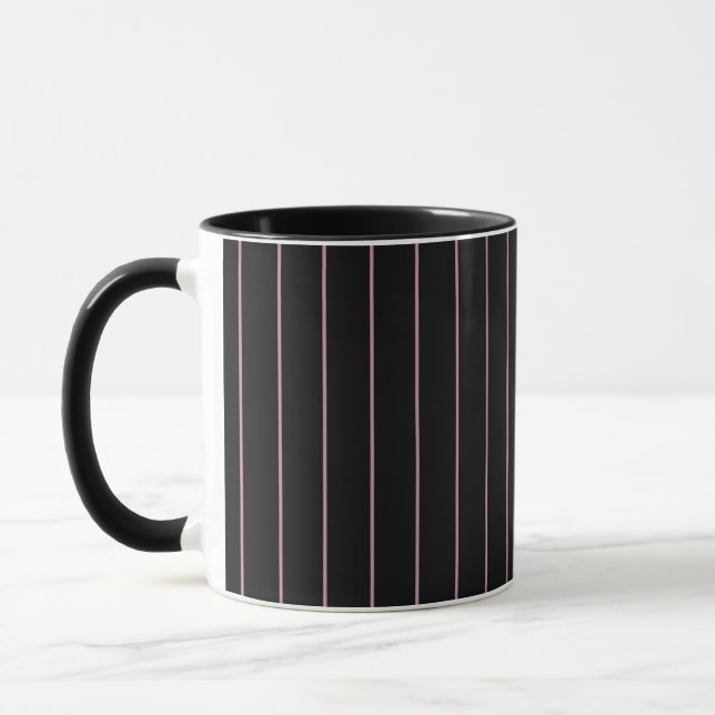 svart och rosa randig mugg (Vänster)