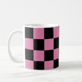 Svart och rosa rutigt tryck kaffemugg