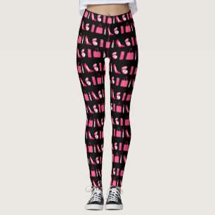 Svart och rosa sak-design leggings