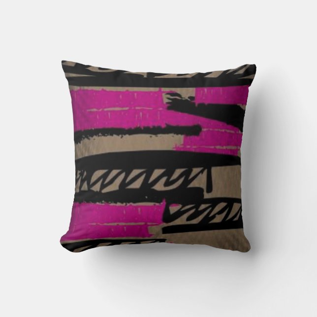 Svart och Rosa Scribble Pillow Kudde (Framsida)