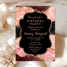 Svart och Rosa Sequins Agate Birthday