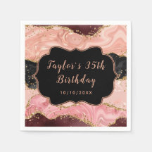 Svart och Rosa Sequins Agate Birthday
