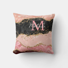 Svart och Rosa Sequins Agate Kudde