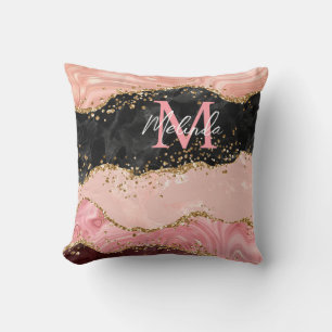 Svart och Rosa Sequins Agate Kudde