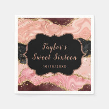 Svart och Rosa Sequins Agate Sweet sixteen