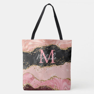 Svart och Rosa Sequins Agate Tygkasse