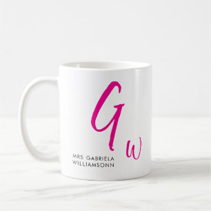 Svart och Rosa-skript, Monogram, mrs Bröllop Kaffemugg