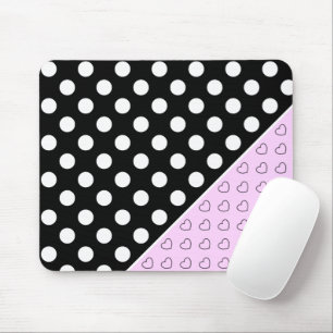 Svart och Rosa Snyggt Polka dots och öron Musmatta