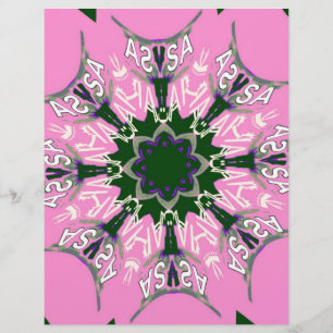 Svart och Rosa Söt Blommig Mode Motiv Monogram