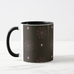 Svart och Rosa Spindelnät/Spiders Halloween Mugg