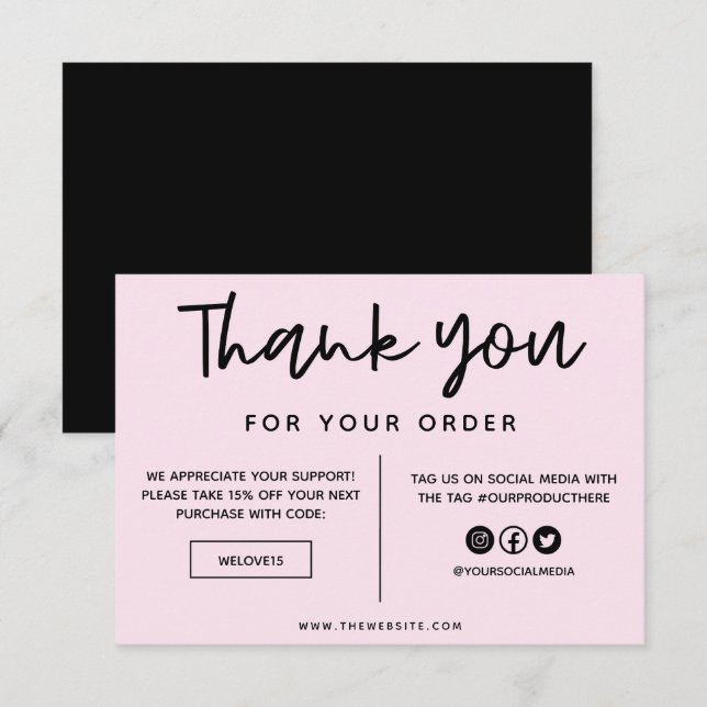 Svart och Rosa Tack för att du infogar media (Fram/baksida)