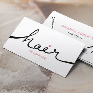 Svart och Rosa-typografi Hair Salon Visitkort