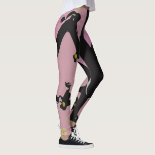 Svart och Rosa Vänd flödesformgivning Leggings