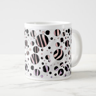 Svart och Rosa Zebra Polka dots Jumbo Mugg