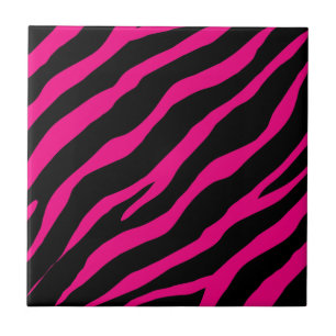 Svart och rosa zebra ränder exotiskt djurtryck kakelplatta