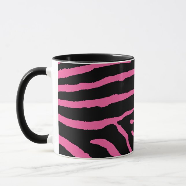 Svart och rosa zebrarandom mugg (Vänster)