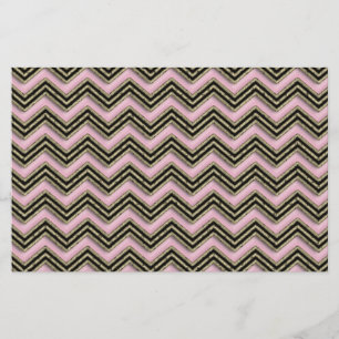 Svart och Rosa Zigzag Mönster Brevpapper