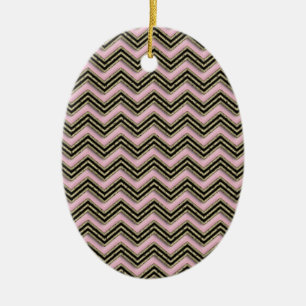 Svart och Rosa Zigzag Mönster Julgransprydnad Keramik