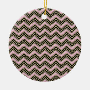 Svart och Rosa Zigzag Mönster Julgransprydnad Keramik