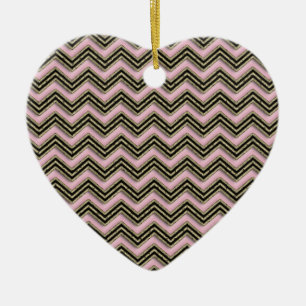 Svart och Rosa Zigzag Mönster Julgransprydnad Keramik