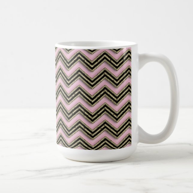 Svart och Rosa Zigzag Mönster Kaffemugg (Höger)