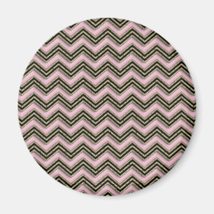 Svart och Rosa Zigzag Mönster Magnet