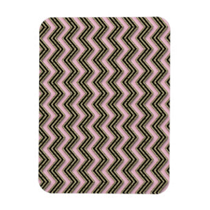 Svart och Rosa Zigzag Mönster Magnet