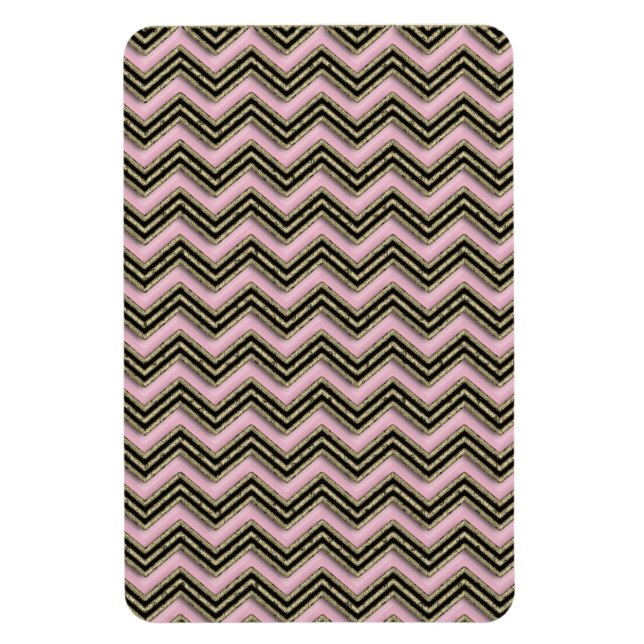 Svart och Rosa Zigzag Mönster Magnet (Vertikal)