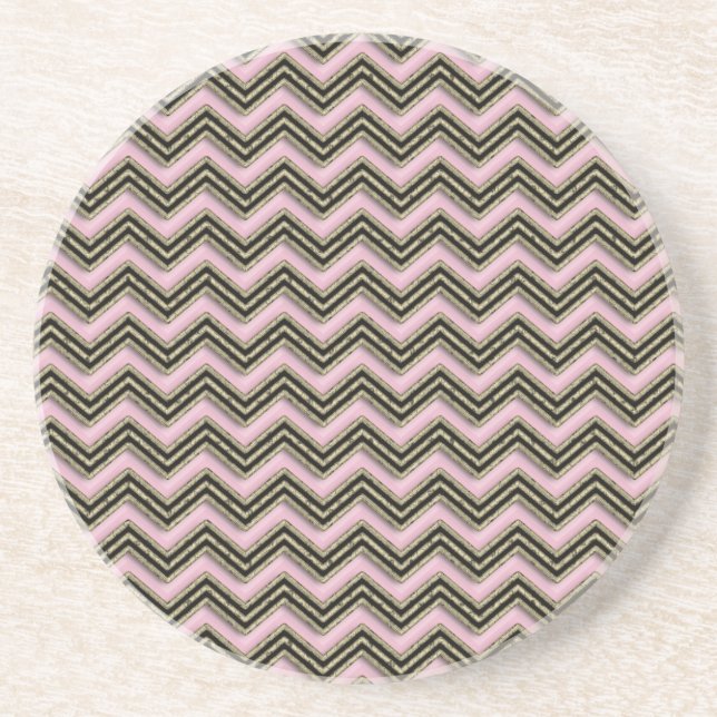 Svart och Rosa Zigzag Mönster Underlägg (Framsidan)