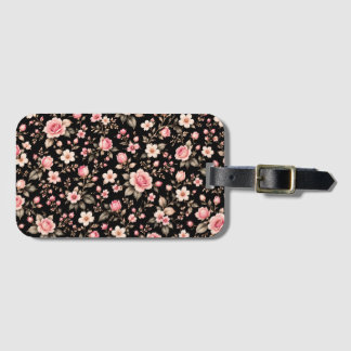 Svart och rosafärgad blommönster bagagebricka