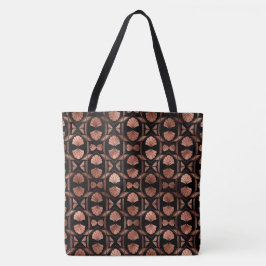 Svart och roséguld Art Deco stor axelremmad tote Tygkasse