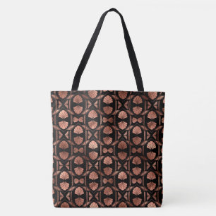 Svart och roséguld Art Deco stor axelremmad tote Tygkasse