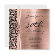 Svart och roséguld leopard Glam 30-årsdag