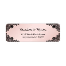 Svart och rosenskär blomsterbroderad spets bröllop