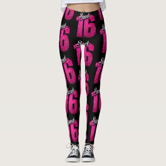 Svart och rosor "söt 16" damasker leggings