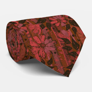 Svart och rött blommönster. slips