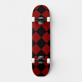 Svart och rött diamantkontrollörtryck mini skateboard bräda 18,7 cm