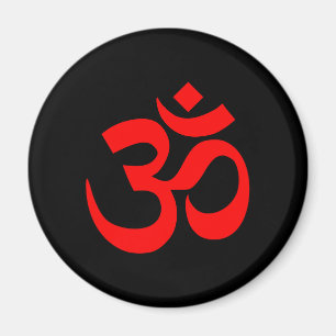 Svart och rött Om-symbol Magnet