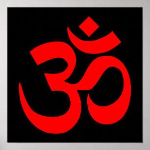 Svart och rött Om-symbol Poster