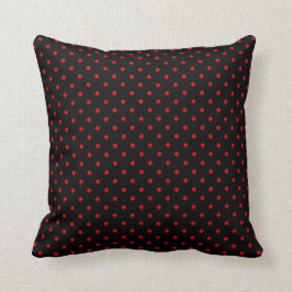 Svart och rött polka dotsmönster kudde