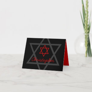 Svart och rött pubMitzvah tack Anteckningskort